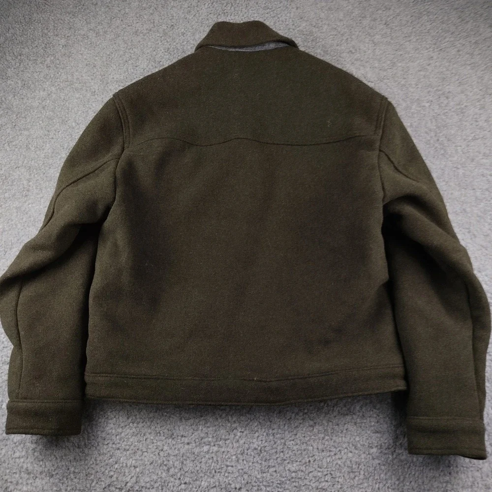 Abercrombie & Fitch Jacket Mens Small Cropped Olive Green Wool Blend Mackinaw